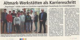 Zeitungsausschnitt aus der Altmarkzeitung zu Schülern der Schule "Unterm Regenbogen"